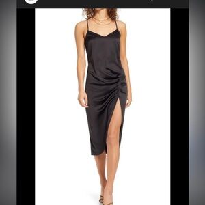 Open Edit Satin Cross Back Midi Dress